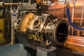 The large hadron collider. This is a illustration of the inside of the particle collider the large hadron collider which can be found Europe, it recently discovered the higgs bison. © superjoseph