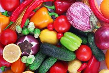 Fresh fruits and vegetables closeup