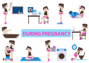 during pregnancy .vector illustration