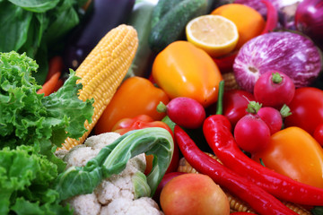 Fresh fruits and vegetables closeup