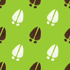Cow footprints. Seamless pattern with doodle cow tracks.