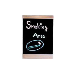 Smoking area sign board on white background