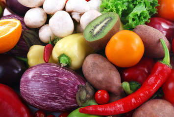 Colourful fruit and vegetable background
