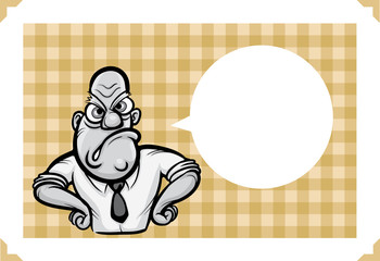 Greeting card with angry mad boss - place your custom text