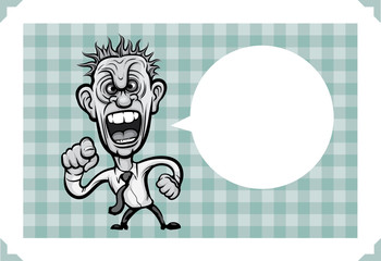 Greeting card with angry screaming boss - place your custom text