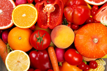 Naklejka na ściany i meble Fruits and vegetables closeup