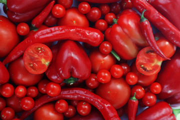Close-up composition of various raw organic vegetables