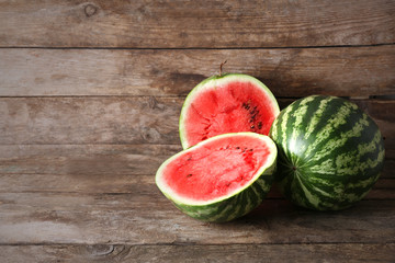 Fresh watermelon wooden background