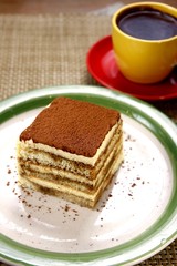 Slice of cake and coffee