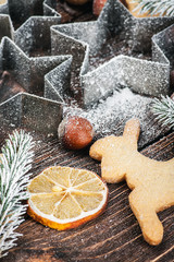 Christmas gingerbread cookies and ingredients