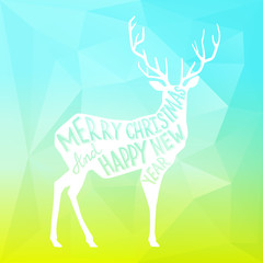 Square New Year design with a deer on the gradient background
