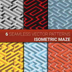 Set of six variants of maze,  labyrinth - endless