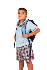 cute school boy with backpack
