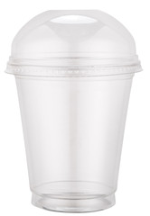 White plastic cup with cap. File contains clipping paths.
