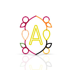 Abstract geometric linear hipster floral icon, frame design, flat style