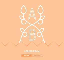 Abstract geometric linear hipster floral icon, frame design, flat style. Banner