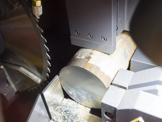 band saw cutting steel bar