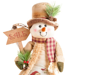 Snowman holding sale arrow sign