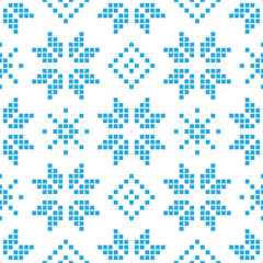 Pixel snowflake, stars and rhombus seamless pattern - 96882523