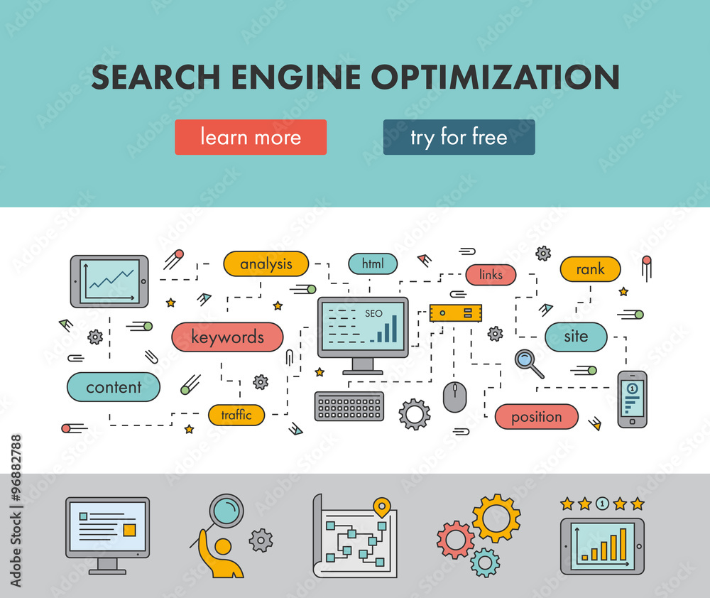 Wall mural line design concept web banner for search engine optimization