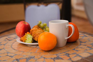Croissant Breakfast with fruits