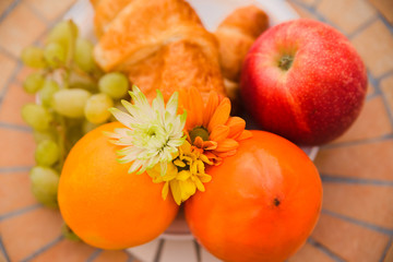 Croissant Breakfast with fruits