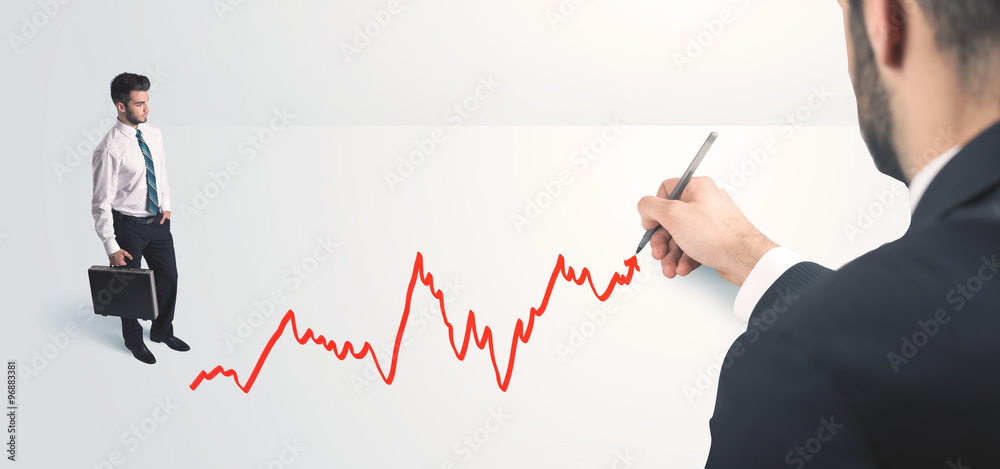 Sticker Business person looking at line drawn by hand