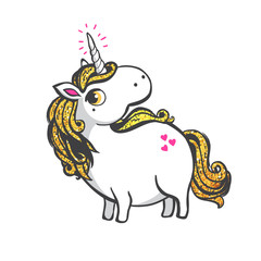 Gold Unicorn Illustration.