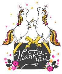 Gold Unicorn Illustration.