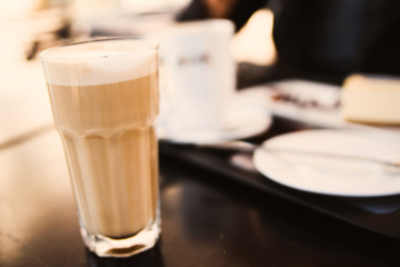 Latte on a cafe table