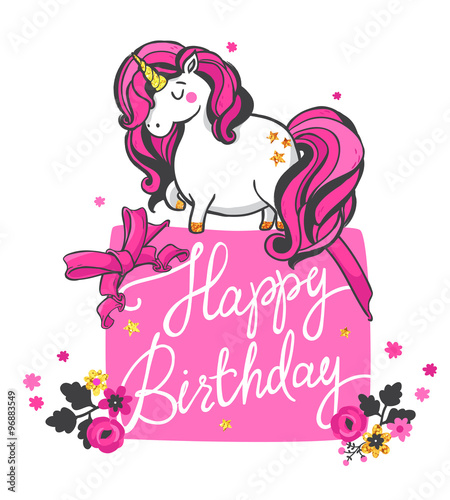 "Gold Unicorn Illustration." Imágenes de archivo y vectores libres de