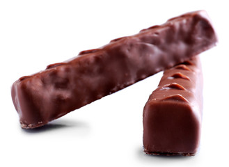 Two chocolate candies, isolated on white