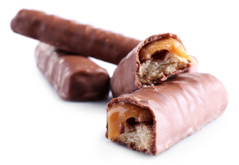 broken chocolate candy, isolated on white