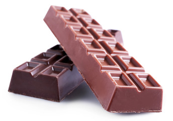 Two chocolate bars, isolated on white