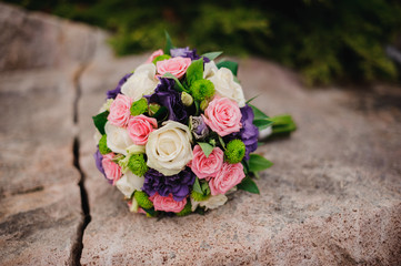 bridal bouquet  on the cliff