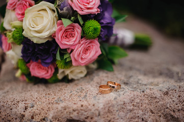 bridal bouquet  on the cliff