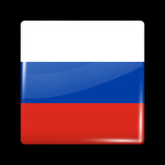Flag of Russia. Glassy Icon Square Shape