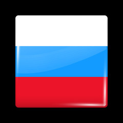 Russia Variant Flag. Glassy Icon Square Shape