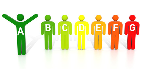 3D Pictogram Men, Energy Efficiency Concept, Isolated on White B