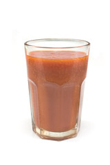 Tomato juice glass isolated on white