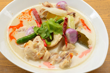 Thai style coconut milk soup with chicken,