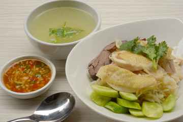 Steam Chicken with Rice ( Hines chicken rice)