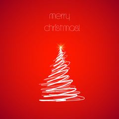Christmas tree on red background easy all editable