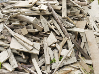 Wooden planks of a demolished house