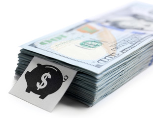 Pack of American dollars, isolated on white. Saving concept