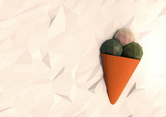 Ice cream in a cone in low poly style.3D graphics