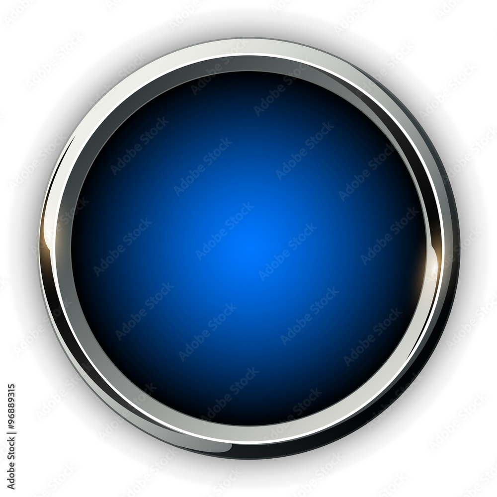 Poster Blue 3D button with metallic elements