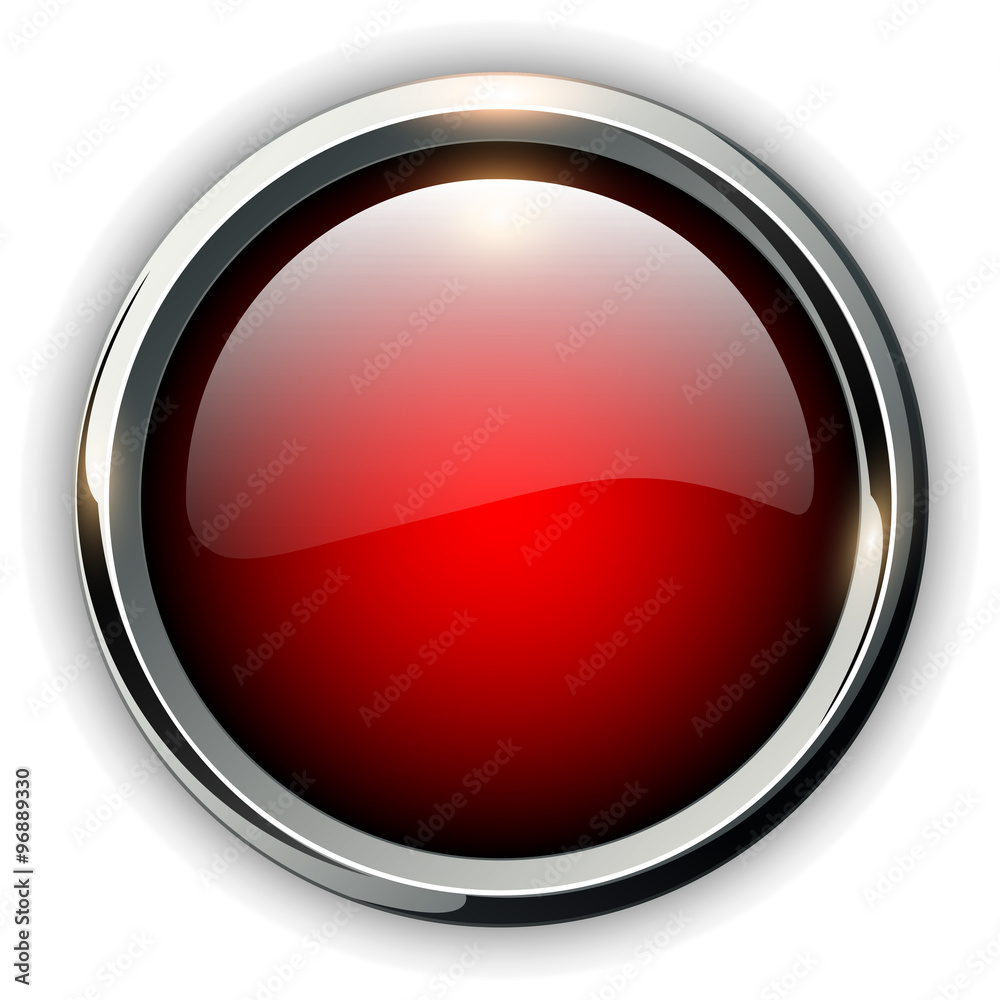 Poster Red shiny button with metallic elements,