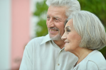 mature couple   in summer park