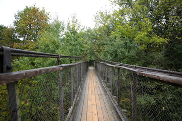 Rope bridge Carpathian Mountains, Ukraine